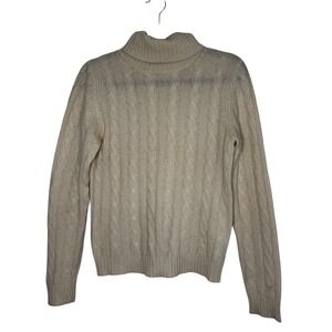 Evelyn Grace‎ Cream 100% Cashmere Turtleneck Cableknit Medium